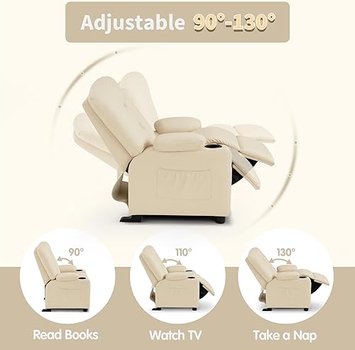 Miniatura 23 de MCombo Sillón reclinable para niños grandes a partir de 3 años, silla reclinable para niños pequeños con portavasos, piel sintética, 7322 (violeta)
