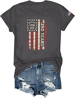 Women's Vintage Print Celebration 250Th Anniversary Classic Memorial Day Tops for Women, S-5Xl