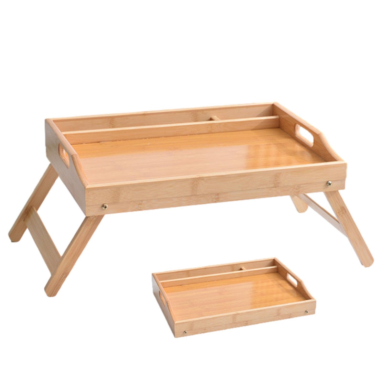 Table de Plateau de lit en Bois, Plateau de Petit déjeuner pour lit,Plateau en Bois avec Pieds Pliables - Petite Table de Salle à Manger au Design Polyvalent pour lit, comptoir, Armoire