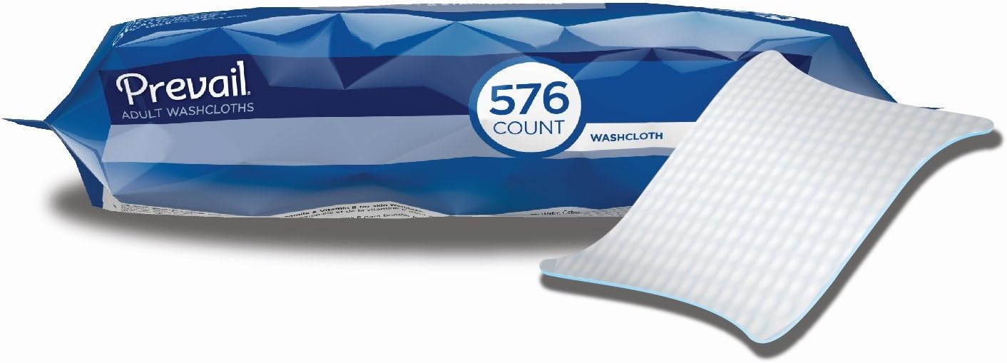 Prevail Scented Washcloths Large Tub, 12" x 8", 96 Count (Pack of 6)