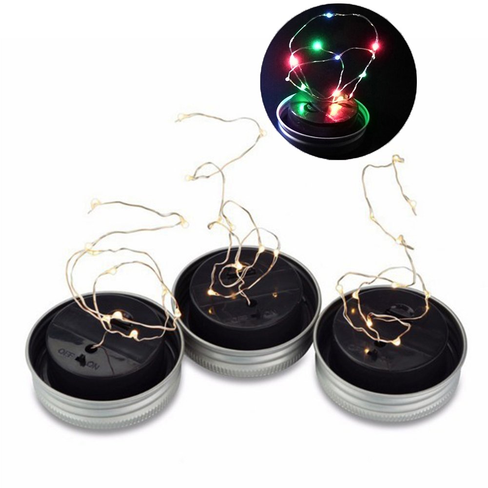 Kalaokei Solar Powered Lid Insert Fairy String Light Party Decor Lamp for Mason Jar - Multicolor Flashing