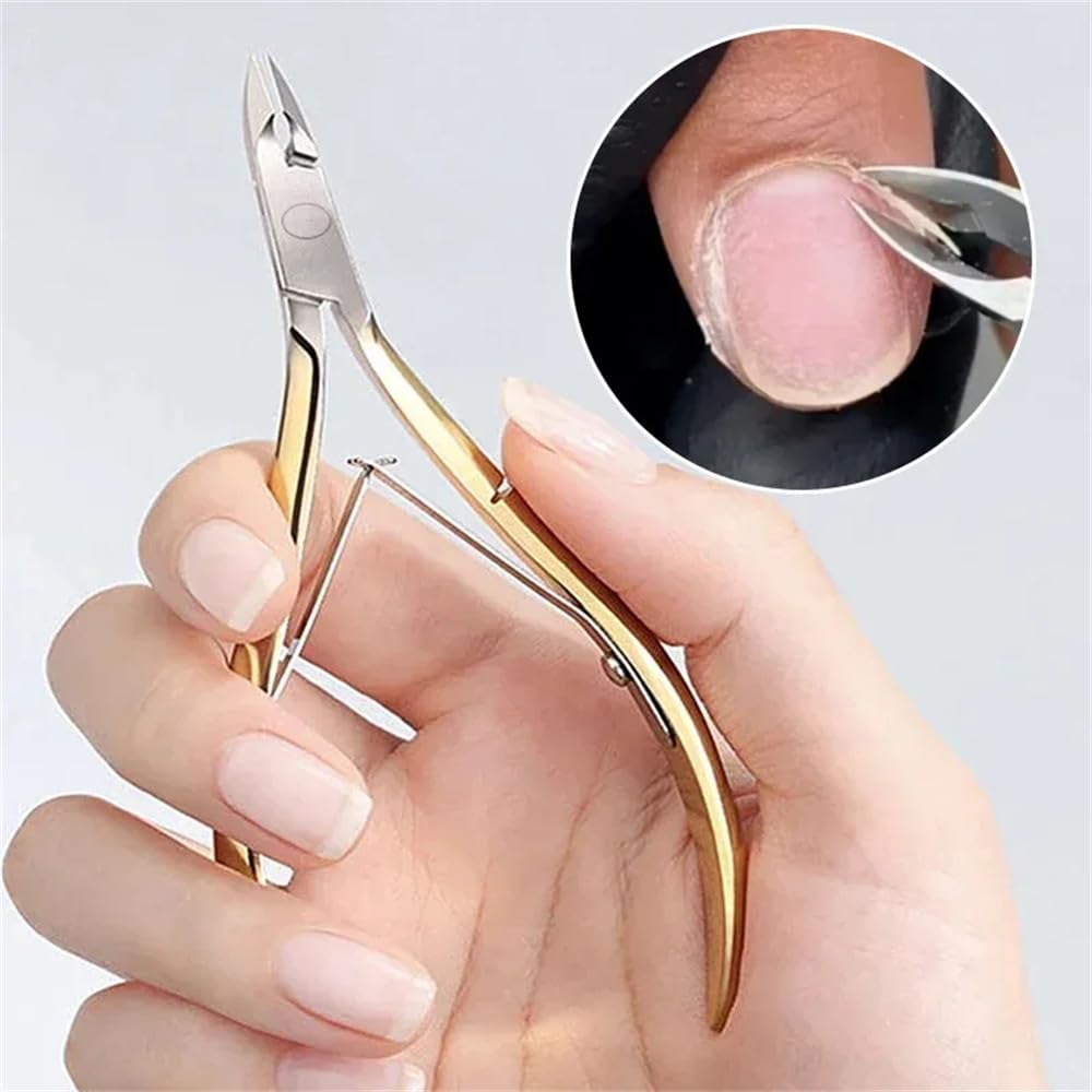 Tijeras profesionales para cutículas de uñas, de acero inoxidable, color dorado y plateado, exfoliantes, herramienta para manicura y pedicura, color dorado.