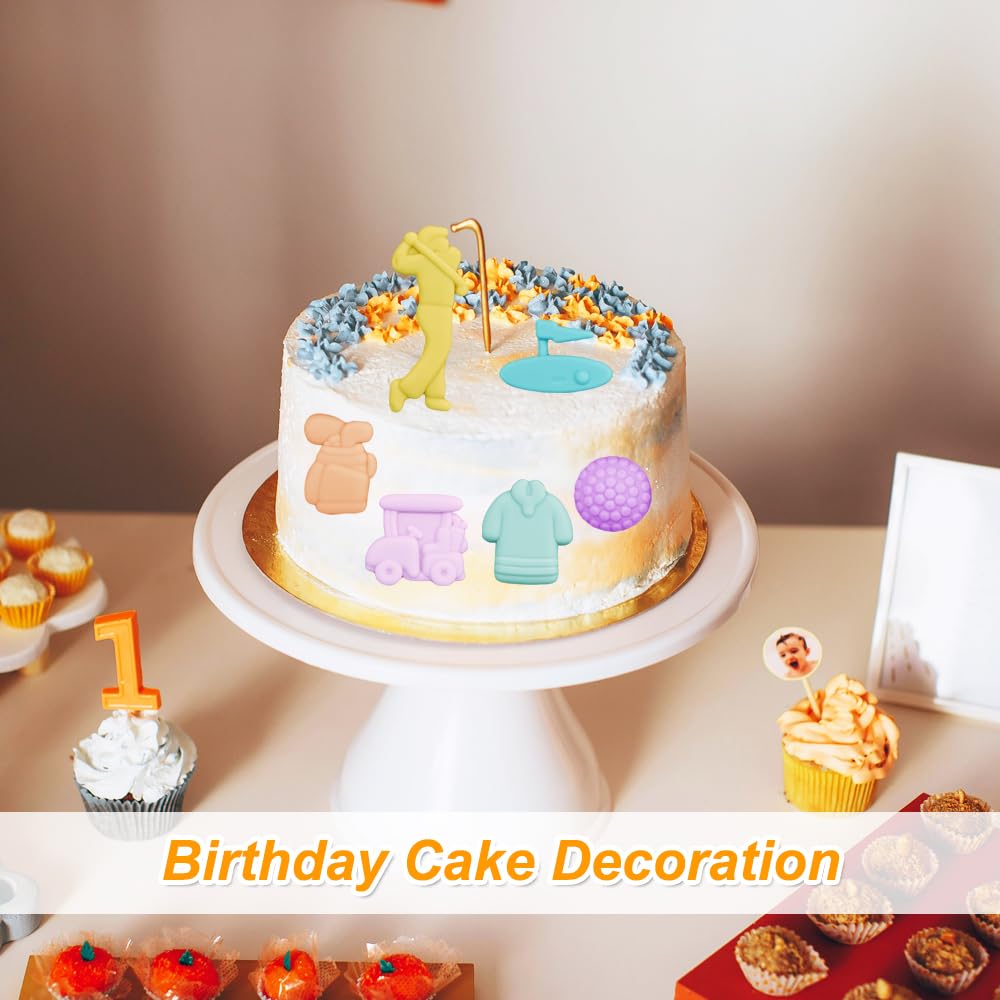 Paquete de 2 moldes de silicona para chocolate con 32 cavidades temáticas de golf, moldes de silicona para gomitas de chocolate para cumpleaños, accesorios de fiesta temática de cumpleaños, decoración 3