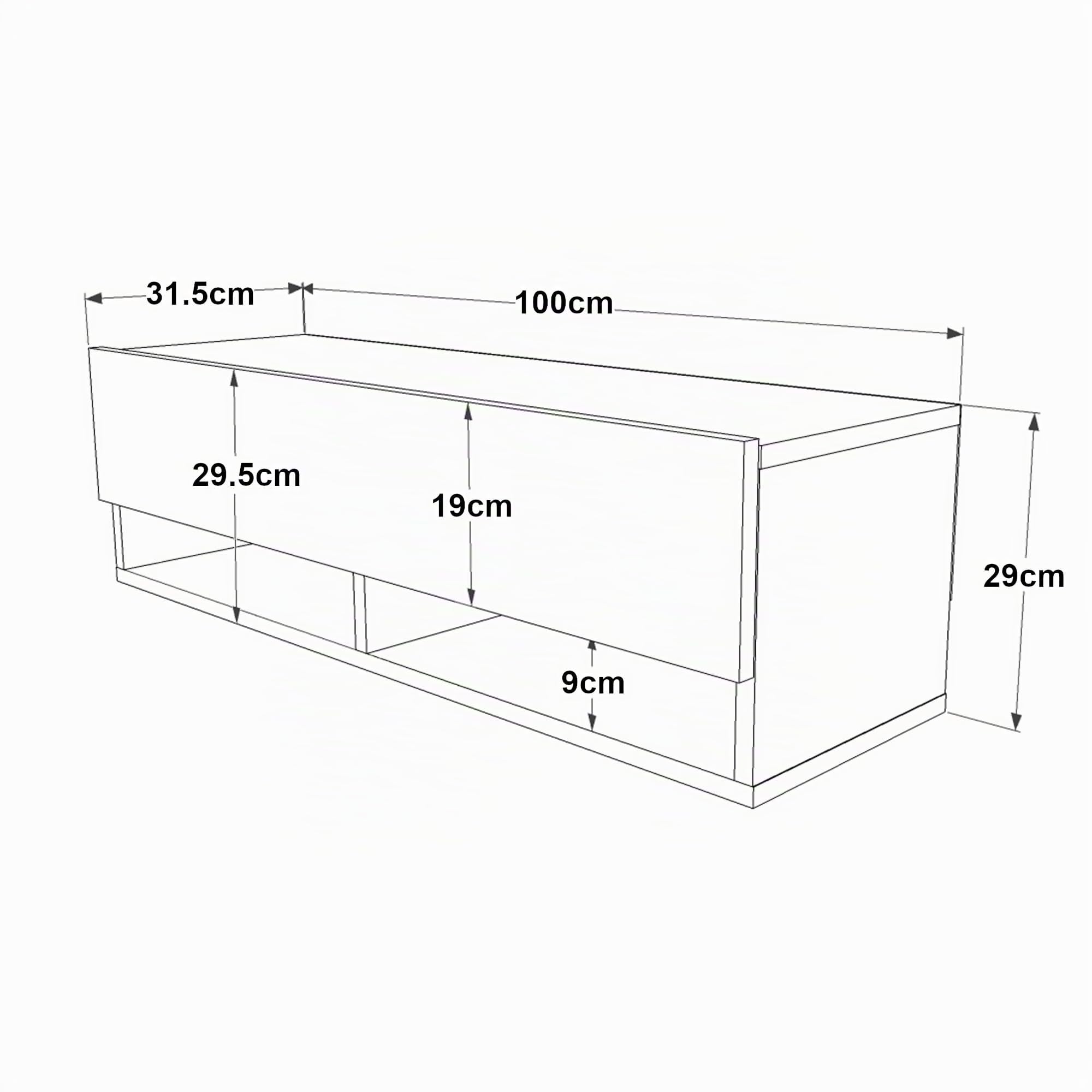 [en.casa] Consolle da Parete (AxLxP) 29,5 x 100 x 31,5 cm con Anta e Scomparti Armadio a Muro con Apertura a Ribalta Mobile Porta TV - Rovere Rustico/Bianco