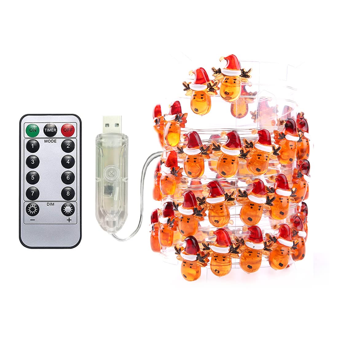 Mydethun Christmas Reindeer LED String Lights, 10 Feet, 30 LEDs - USB Fairy Lights Christmas Decorations for Outdoor Indoor Xmas Tree Bushes Yard Party Wedding Decor