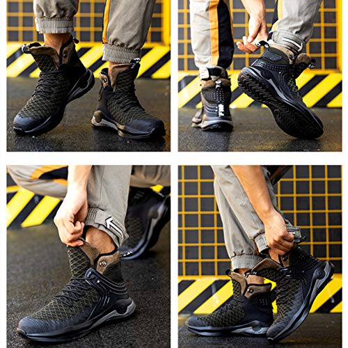 Sylphid Steel Toe Boots For Men Safety Shoes For Women Work Sneakers Slip Resistant, 66Green,Women Size 8, Men Size 6 #TOP4