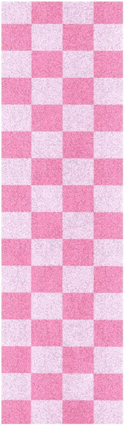 Skateboard Grip Tape Sheet 33.1 x 9.1 Inch Longboard Grip Tape Griptape Skateboard Scooter Sandpaper Griptape Checkered Pink