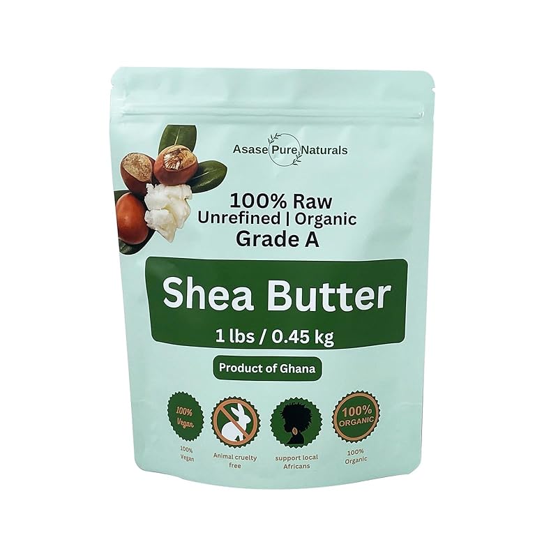 Manteiga de karité Asase Pure Naturals, 454 g, bruta e não refinada, cor marfim