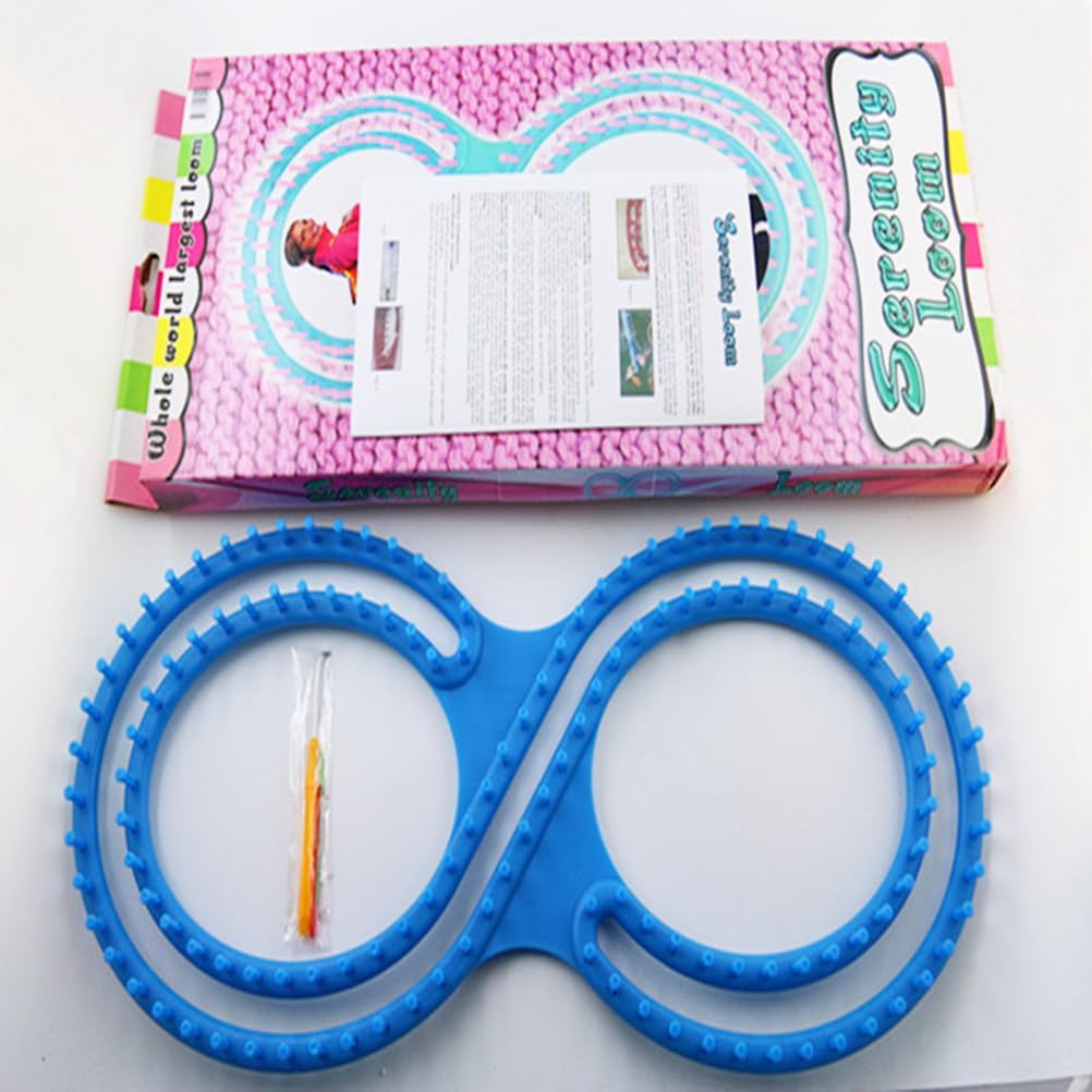 HEALLILY Afghan Loom Knitting Board 8 Shaped Weave Loom Kit with 3pcs Accessories for DIY Wool Hat Sweater (Blue)