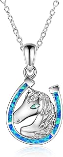 Zoeniya Horse Horseshoe Peandant Necklace Sterling Silver Lucky Jewelry for Wome - Compare price