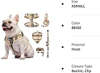 Vista 7 de MINA&CO Arnés para perros pequeños sin tirones, juego de arnés y correa de malla ajustable para cachorros, arnés para perro de tamaño mediano, juego