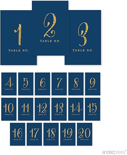 Miniatura 3 de Números de mesa Andaz Press de color dorado brillante