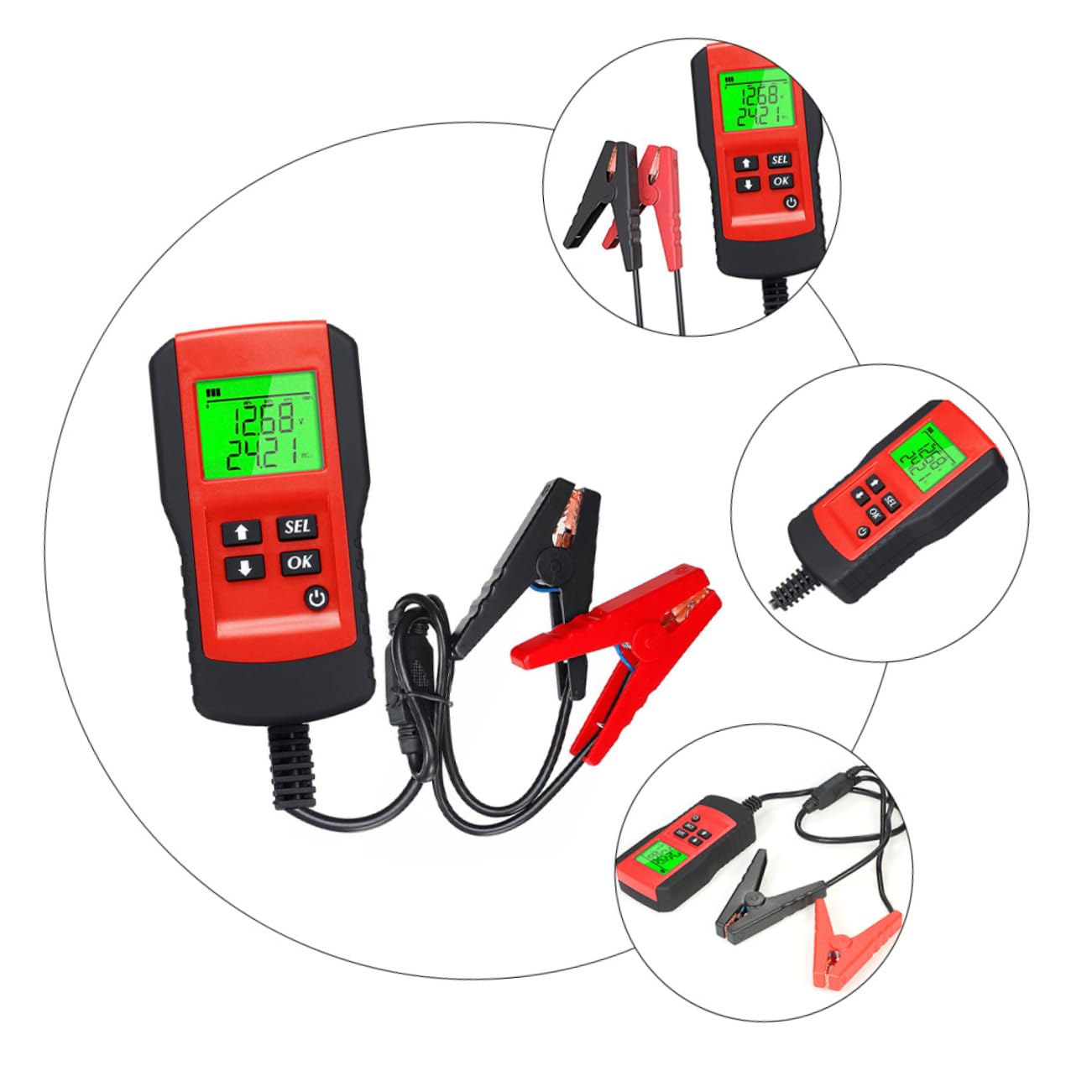 OUNONA Car Battery Tester Battery Analyzer LCD Screen Reminder Full Range Testing for Electric Vehicle