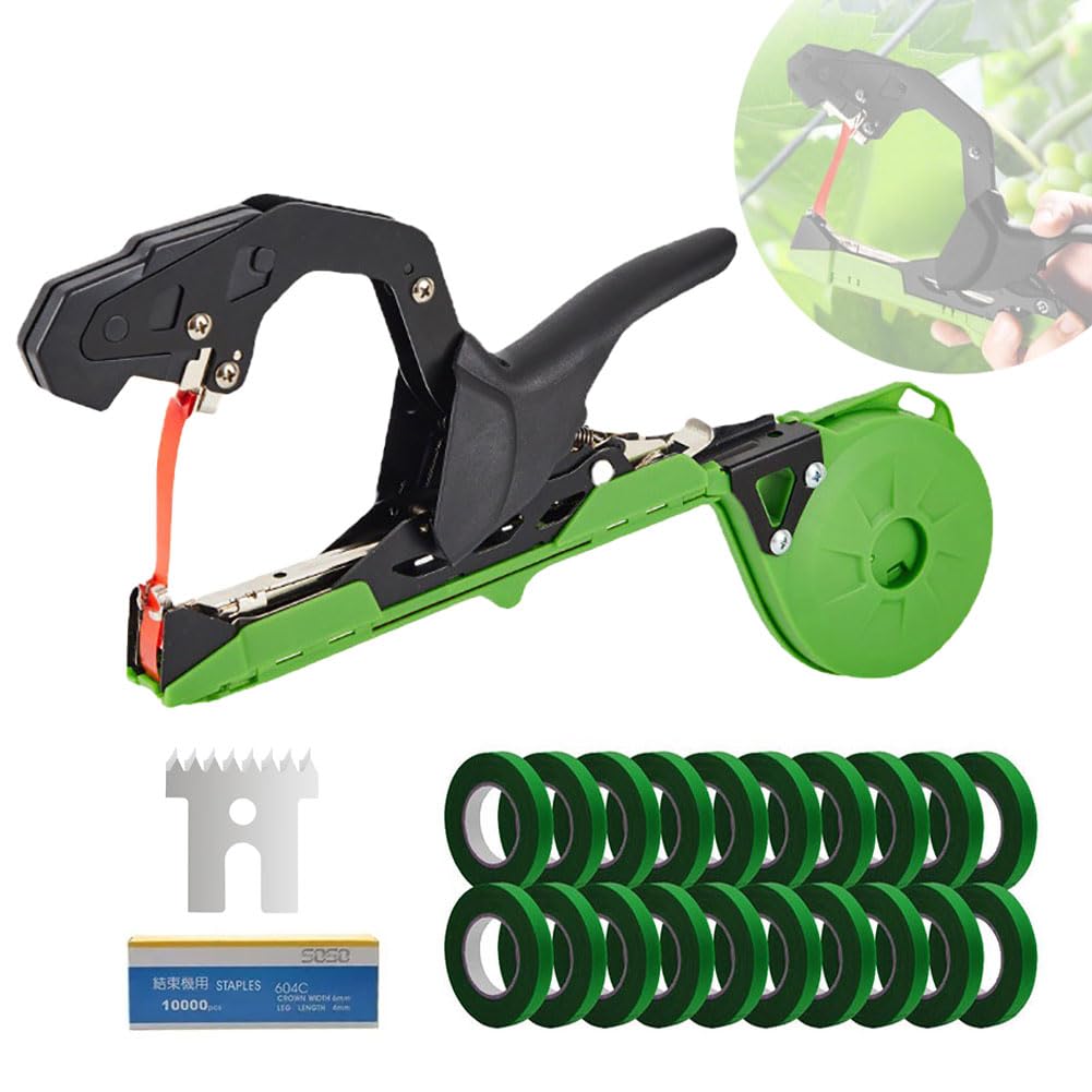 Machine à Attacher Les Plantes Améliorée, pour Attacher Rapidement Les Tomates Et Les Raisins, Outil De Ruban De Jardin pour Jardiniers Et Agriculteurs avec 1 Lame, 10 000 Agrafes Et 20 Rubans De