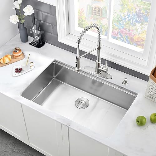Vista 55 de Fregadero de barra de 21 pulgadas Undermount-VASOYO - Fregadero de cocina de montaje inferior de 21 x 17 pulgadas, estación de trabajo, barra