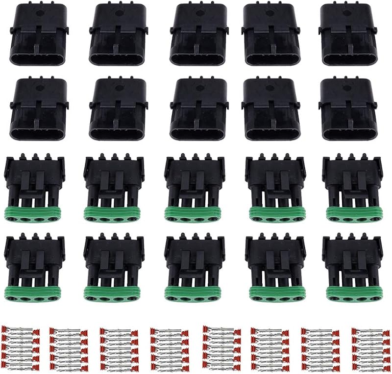 Kit de conectores elétricos automotivos Weatherpack MUYI 4 pinos para fios 20–14 AWG – 10 conjuntos