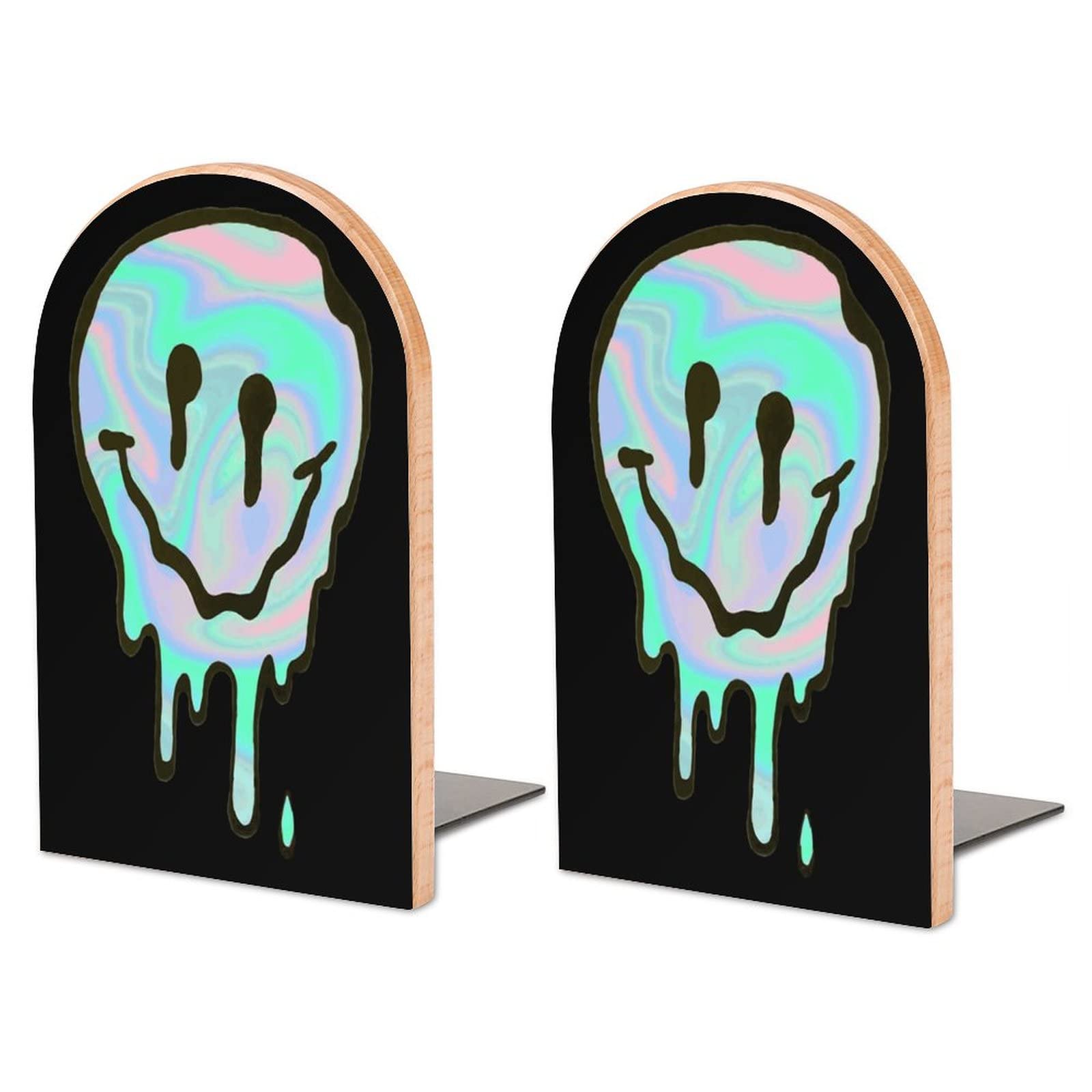 Melting Face Bookends Heavy Duty Book Stand 1 Pair for Home Office Shelves Decorative