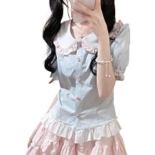Pokn Lolita Shirts Jirai Kei Fashion Kawaii Clothing Harajuku Cutecore Shirts Women Layered Lace Cake Skirt