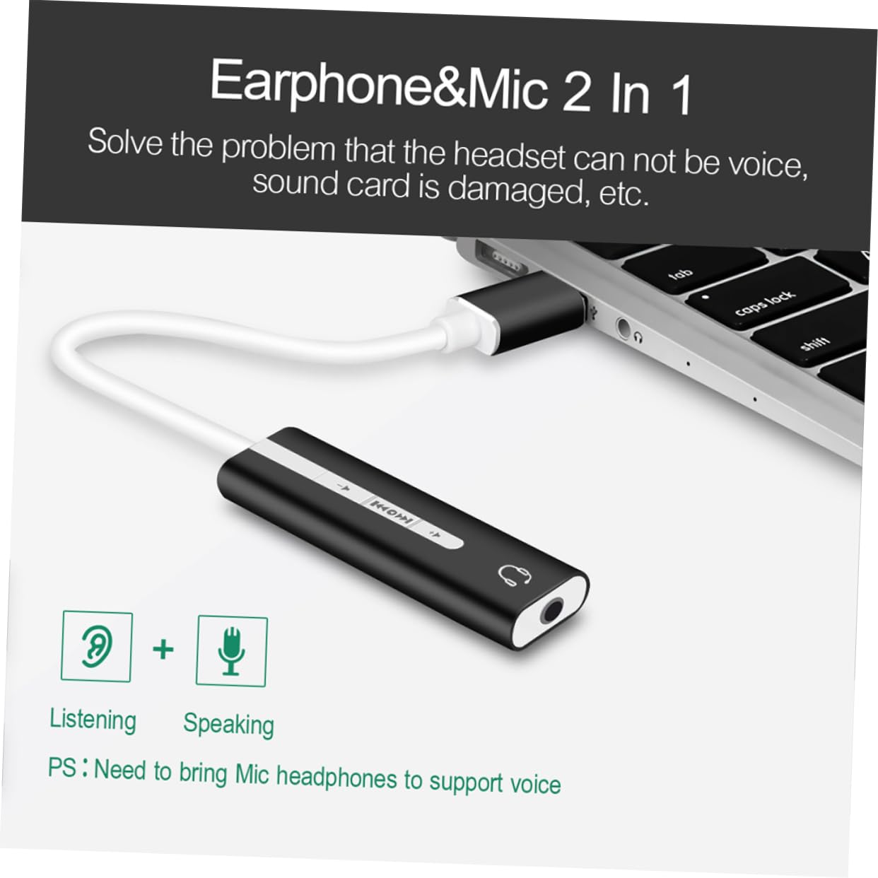 OSALADI 3pezzi Scheda Audio Usb Con Microfono e Cuffie Scheda Audio Esterna Per Computer Nera