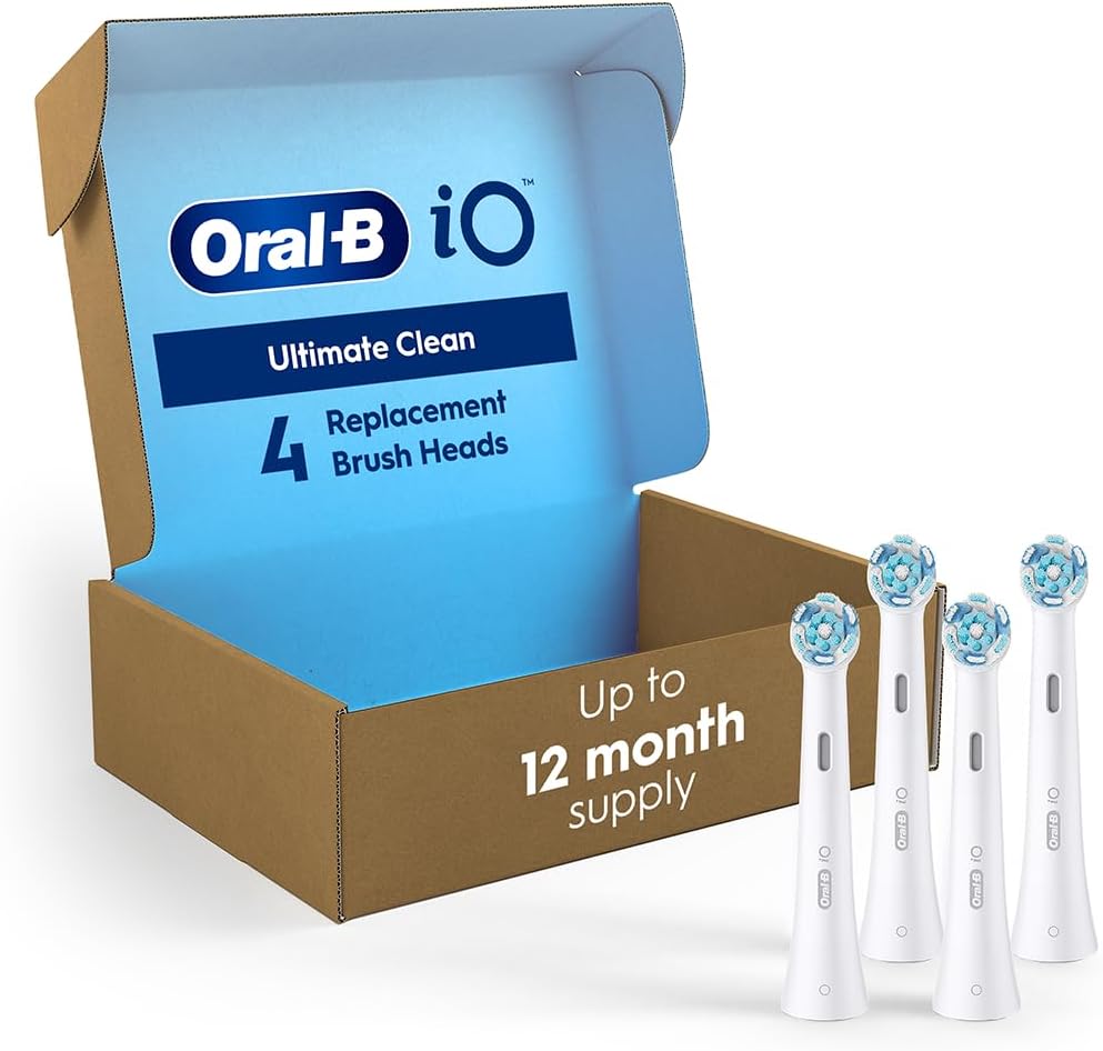Oral-B iO Ultimate Clean Replacement Brush Heads, White, 4 Count