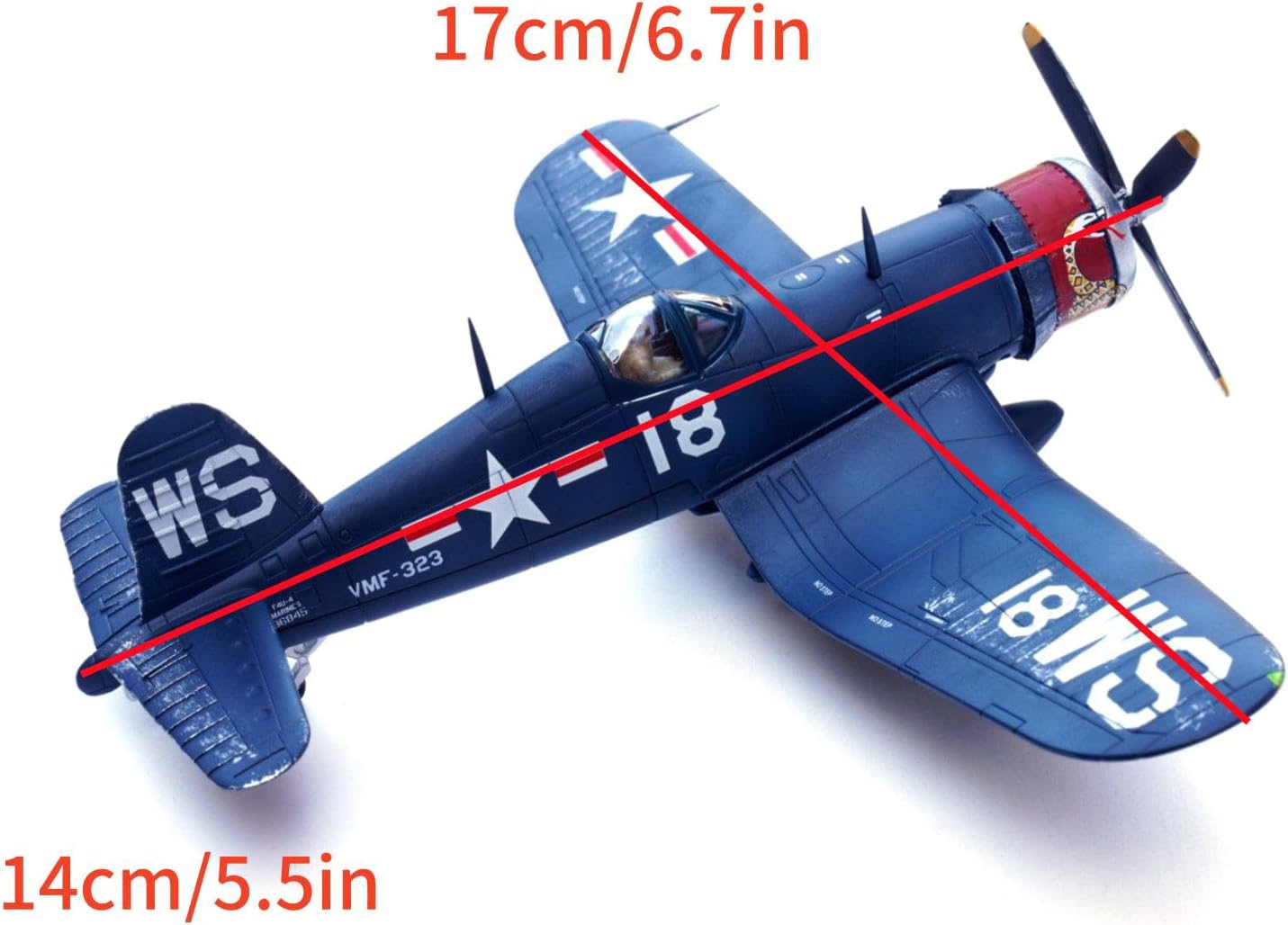 DAGIJIRD Simulation Alloy Aircraft Model 1:72 Alloy WWII USMC F4U Corsair Fighter VMF-323 Death Rattlers White 18 Model