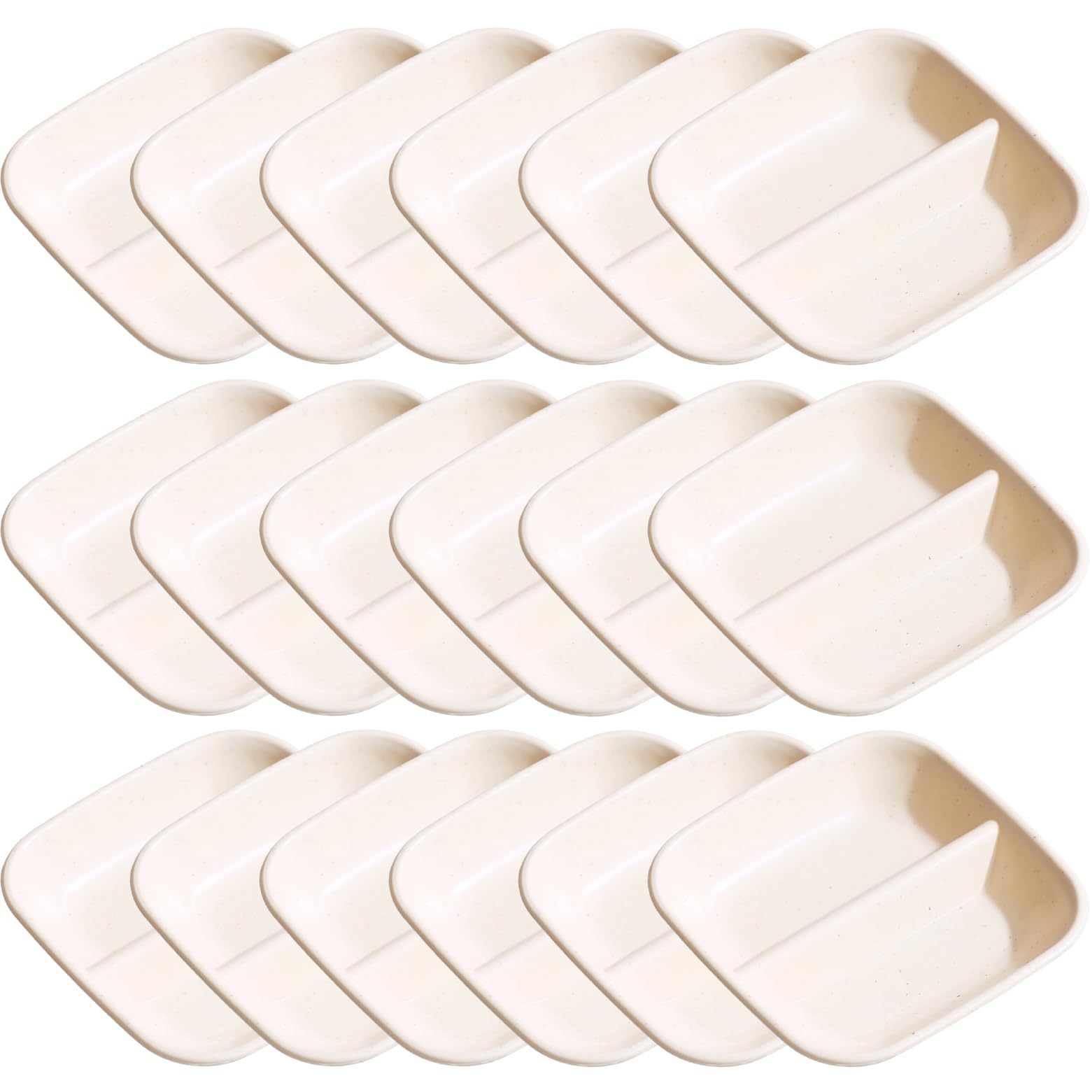 P-PLUS INTERNATIONAL Wheat Straw Dipping Bowls Soy Sauce Dish & Bowl, Small Serving Bowls for Side Dishes, Cat Dish, Mini Appetizer Plates for Condiment, Sushi, BBQ, Ketchup (9cm, Beige, Set of 18)