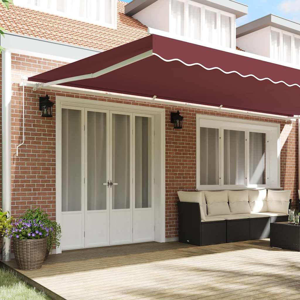 Tenda da Sole Retrattile Manuale Bordò 600x300 cm per Balcone Veranda Patio Esterno Protezione UV Facile da Usare con Telaio in Alluminio e Tessuto Resistente