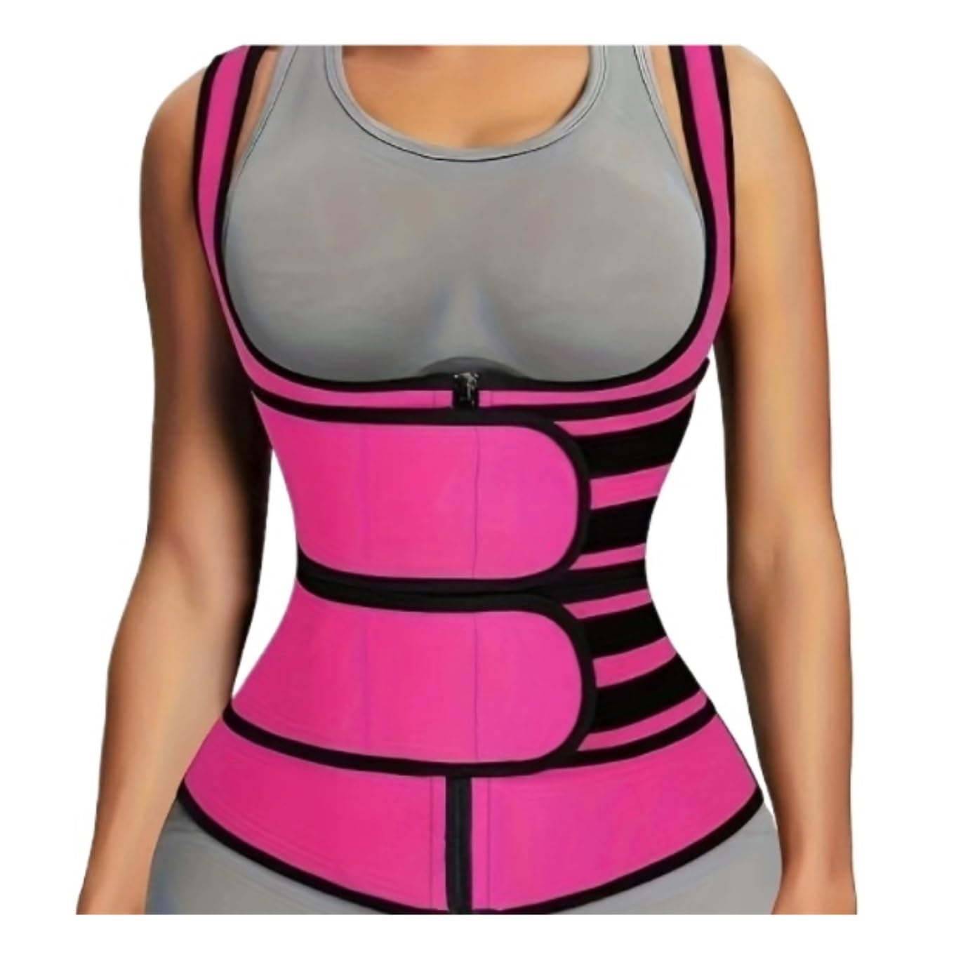 Faja Lumbar Chaleco De Entrenamiento Cintura para Sauna, Faja Reductora Sudor, Traje, Deportiva para, Moldeador Corporal Soporte Lumbares(Pink,Large)