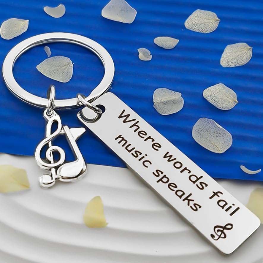 Music Teacher Keychain Appreciation Christmas Gifts Inspirational Gifts for Musicians Key Ring Musical Note Charm Keychain - Image 5