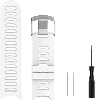 Compatible for Garmin Forerunner 610 Watch Band, Soft Silicone Replacement Wristband Strap for Garmin Forerunner 610 GPS Smartwatch (white)