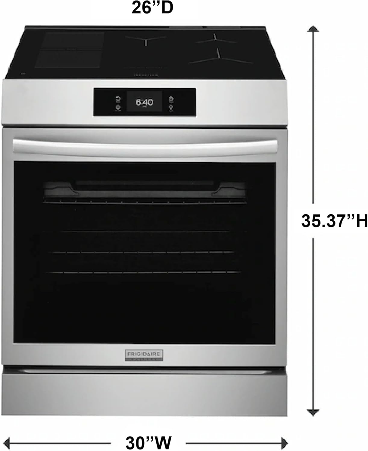 Frigidaire GCFI3070BF 30-Inch Slide-In Induction Range, 5 Burner Cooktop, Large Convection Oven, Air Fry, Smudge-Proof Stainless Steel
