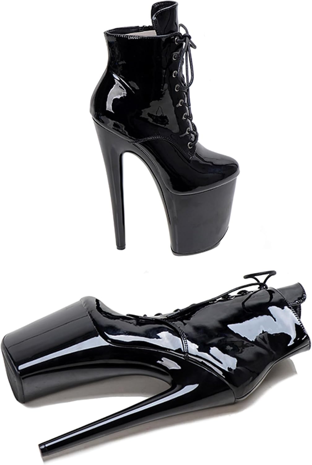 WUXIN H&P Women 8 Inch Exotic High Heel Platform Stiletto Lace-up Pole Dancing Ankle Boots Shoes