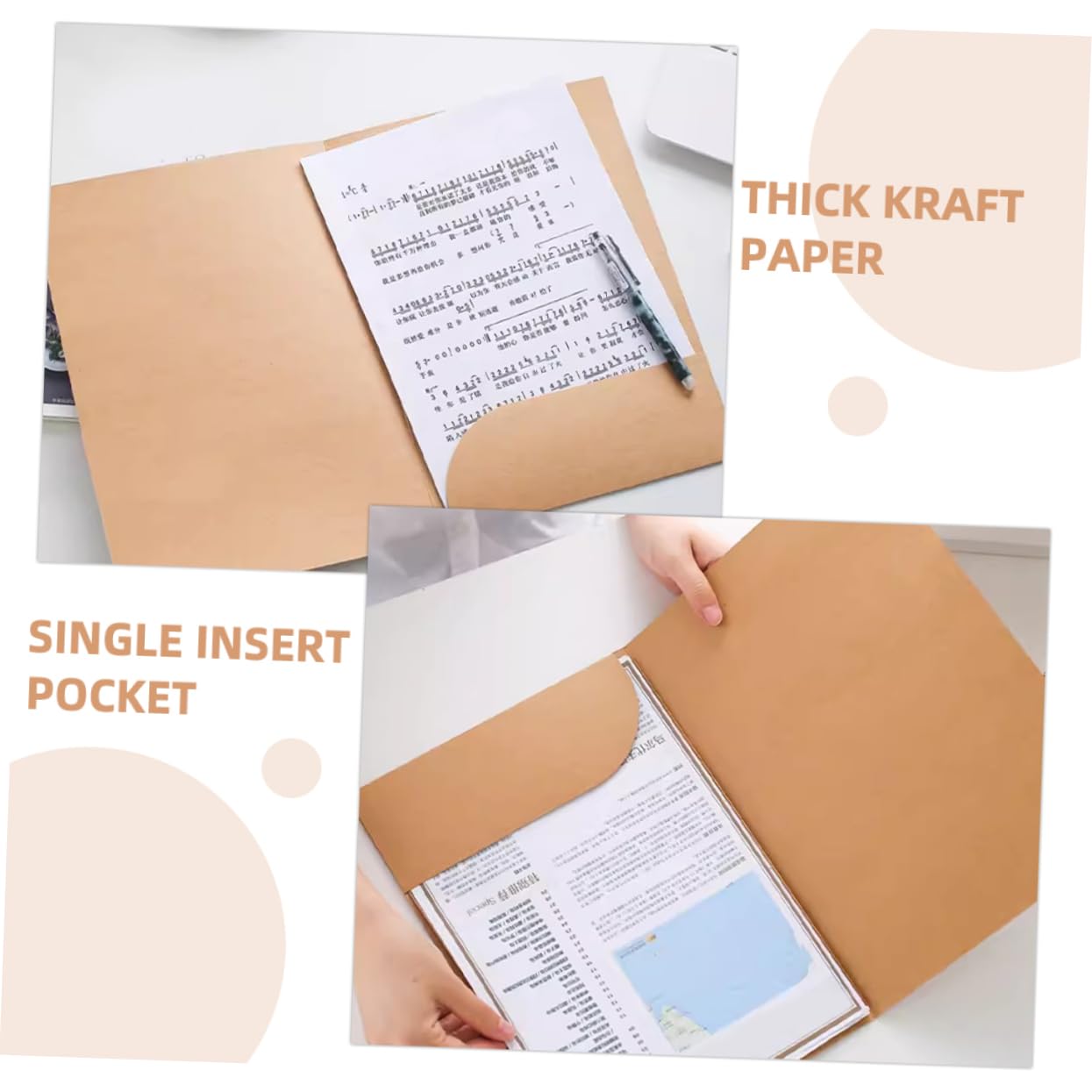 HOMSFOU 10pezzi Cartella Portadocumenti in Carta Kraft Da Pieghevoli Con Singola Resistenti e Organizzative Per Quotidiano