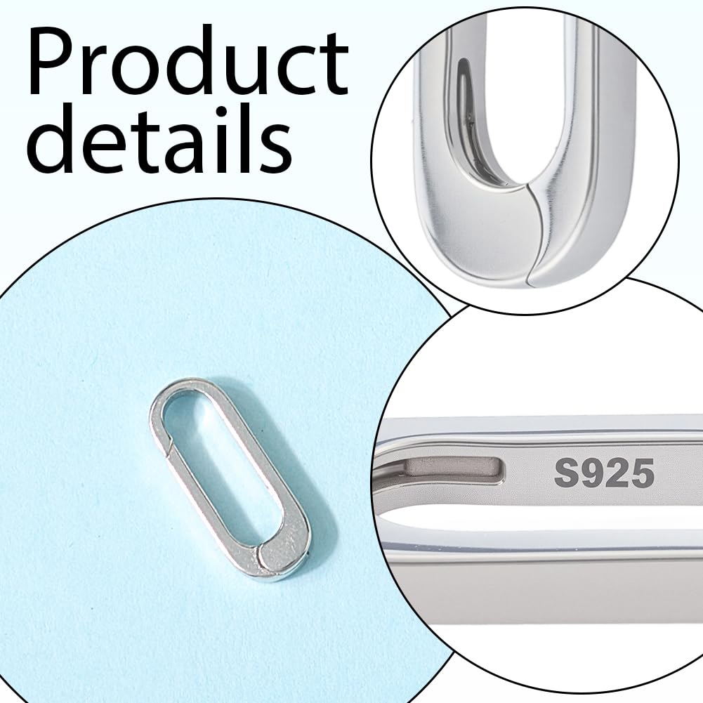 SUNNYCLUE 1 Box 2 Stück 925 Sterlingsilber Torringe Feder Ovalring Robuste Verbindungsverschlüsse Karabineröffnung Schlüsselanhängerklemme Schnappverschlüsse Clip Für Schmuckherstellung DIY Handwerk G