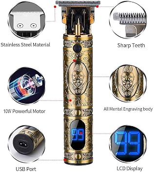 Suttik Hair Clippers for Men, Professional Hair & Beard Trimmer for Men, Mustache Trimmer T-Blade Hair Liner Edgers, Gold Knight Close-Cutting Trimmers