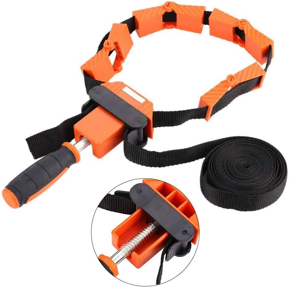 Band Clamp, Strap Clamp Adjustable Picture Frame Clamp Belt Clamps with 4 Jaws for Woodworking Polygons Angle Clip