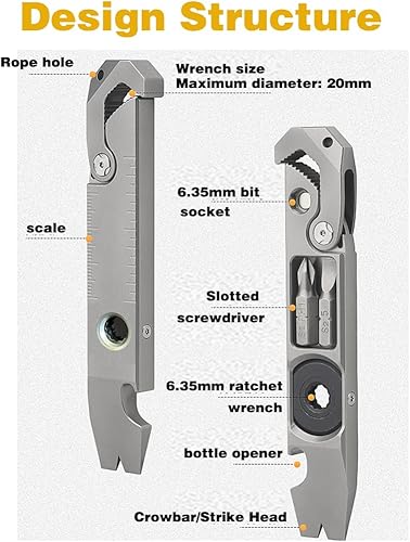 Miniatura 2 de Edc - Barra de palanca de titanio, palanca de bolsillo multifuncional Edc, herramienta de bolsillo, abridor de botellas portátil, destornillador de