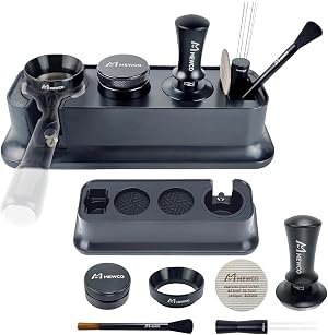7 Pack Espresso Tamper Station Coffee Distributor Tamper Espresso WDT Stirrer Coffee Tamping Brush Coffee Dosing Funnel Espresso