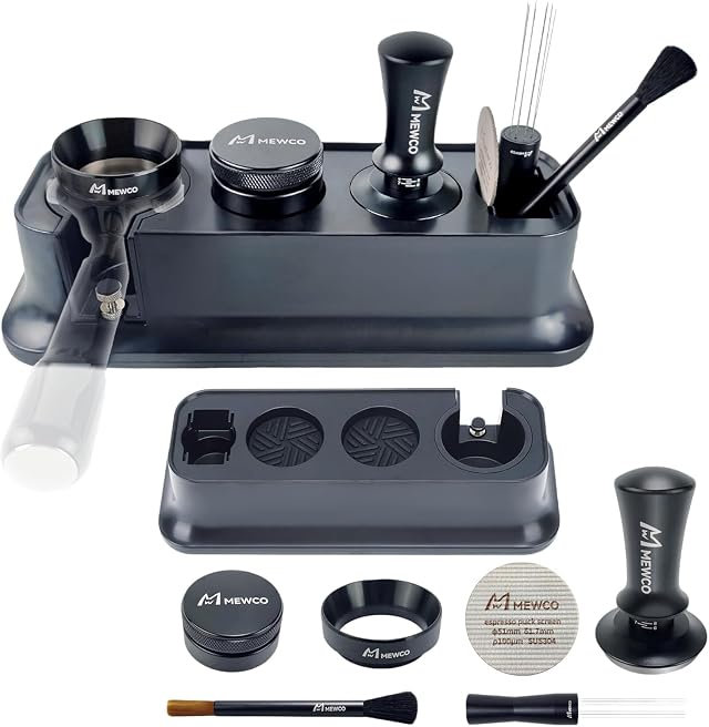 7 Pack Espresso Tamper Station Coffee Distributor Tamper Espresso WDT Stirrer Coffee Tamping Brush Coffee Dosing Funnel Espresso