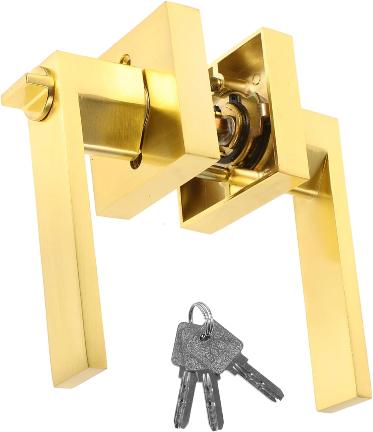 POPETPOP 1set Door Knob Lock for Bedroom Interior Privacy Handle Key Simple Installation for Doors Elegant Finish