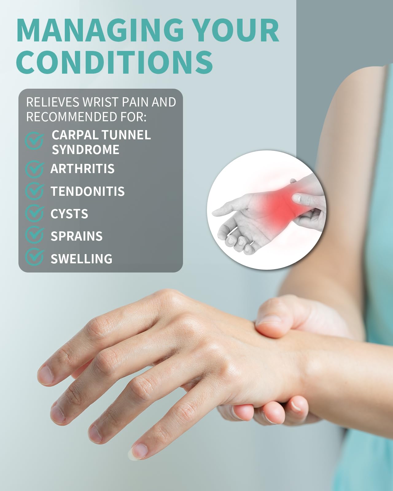 BEOZINZ Castor Oil Pack Wrap for Wrist Hand Wrap Wrist Brace for Carpal Tunnel Relief,Adjustable Reusable Compression Wrist Support for Women Men Right & Left Hands,Single,Castor Oil Not Included