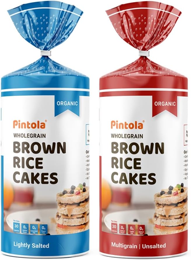 Pintola Organic Wholegrain Brown Rice Cakes Combo Pack (All Natural) (Multigrain and Lightly Salted) (130 g x 2)
