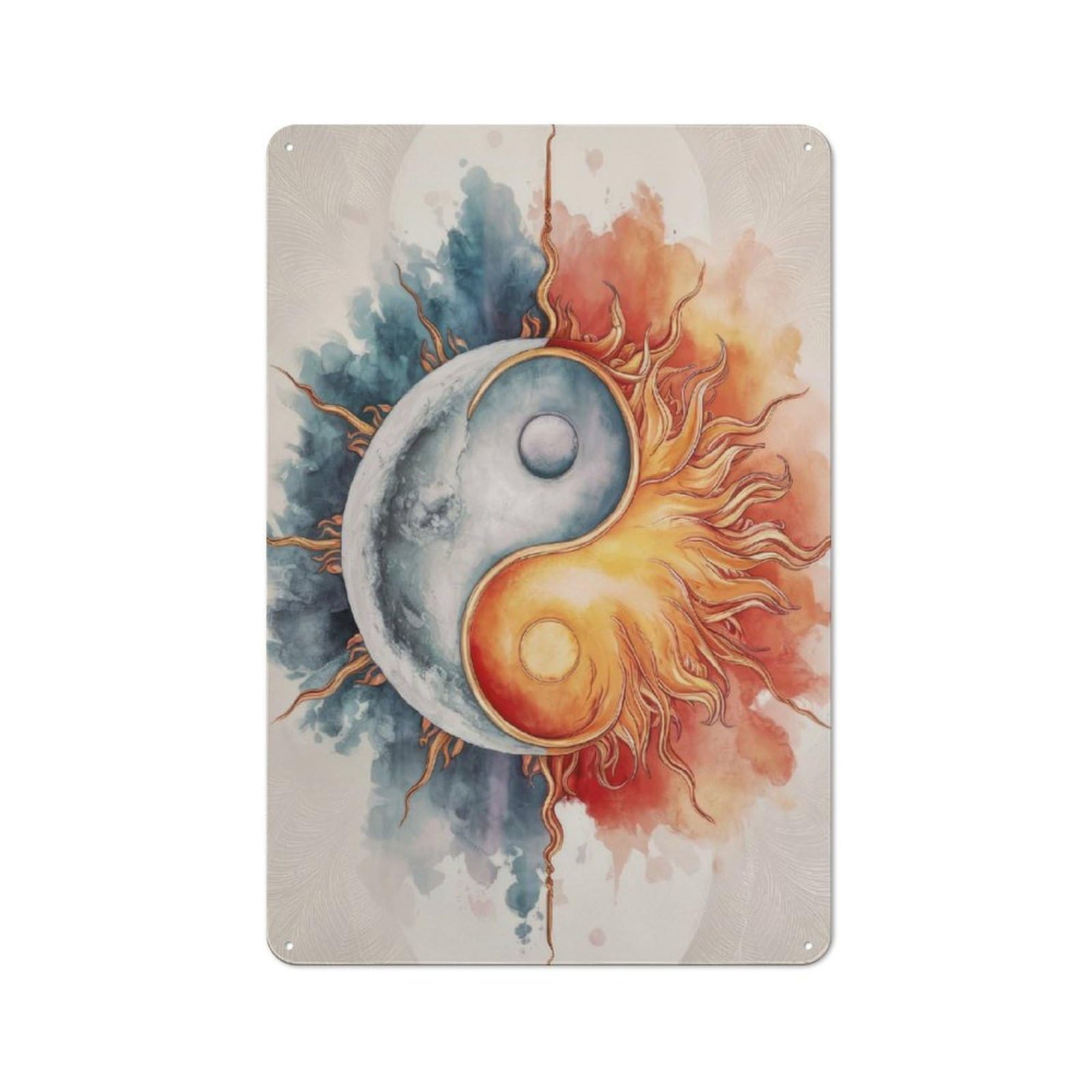 Yin Yang Sun And Moon Bistro Metal Sign 30x20cm, Vintage Cafe Wall Decor for Takeaway, Bar, Kitchen Or Counter Area