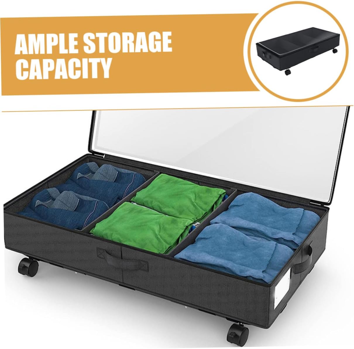 PRETYZOOM under Bed Storage Cart Wheels Oxford Cloth Storage Bag Quilt Organizer Bin under Bed Clothes Organizer Bins Dustproof Easy to Clean