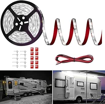 Vbakor RV Awning Led Lights,12V 20FT Camper Awning Lights for Camper Motorhome Travel Trailer Concession Stands Food Trucks, Waterproof RV Exterior Underglow Light Strip for Party BBQ