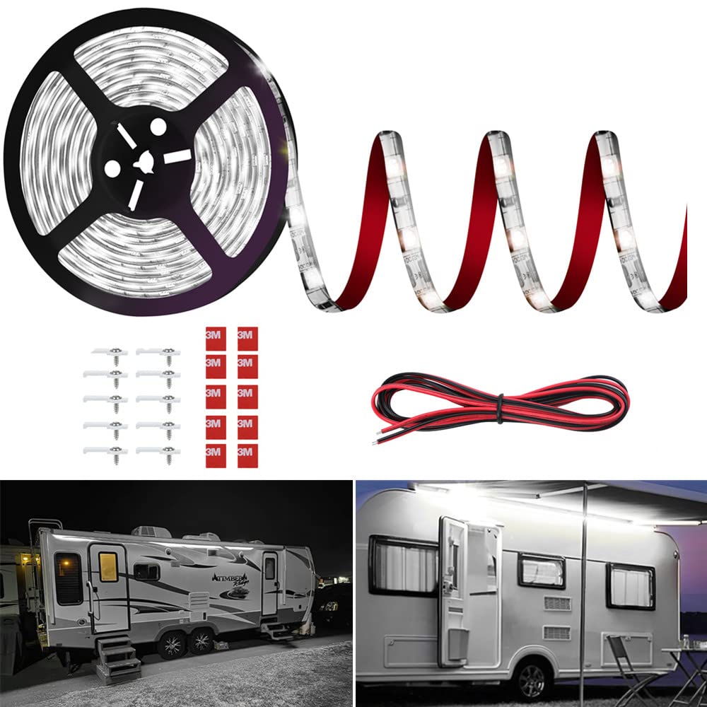 Vbakor RV Awning LED Lights 20FT Waterproof White Strip for Camper, Motorhome,