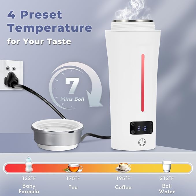 Hervidor eléctrico de viaje portátil 350 ml blanco miniatura 4