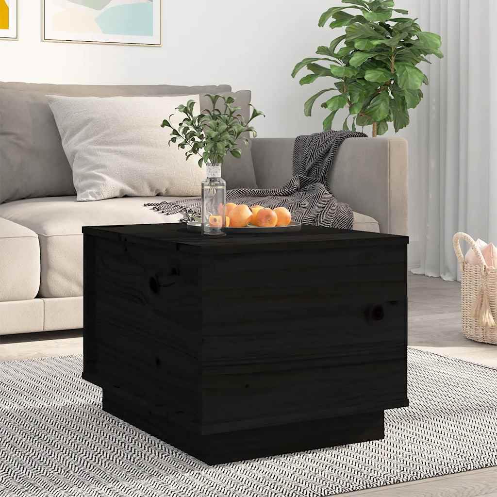 Table basse noire en pin massif meuble d'appoint de salon élégant