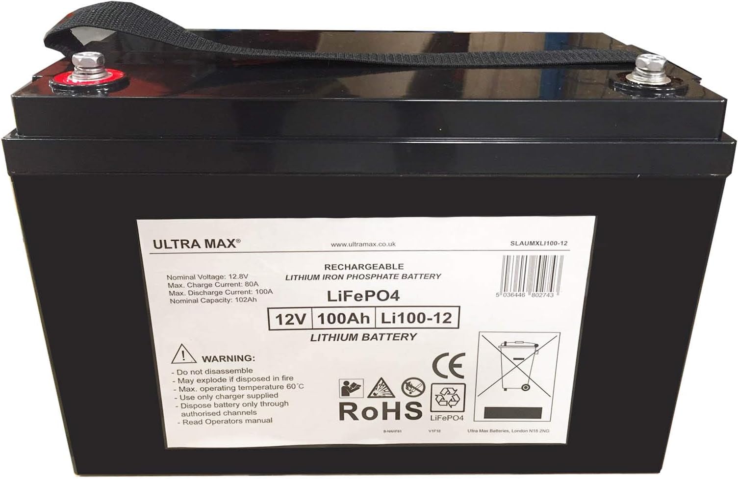 ULTRAMAX 12V 100Ah LFP LiFePO4 LITHIUM PHOSPHATE BATTERY For Electric Bikes