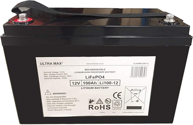 Ultramax 100Ah 12V LiFePO4 LITHIUM BATTERY for Leisure, Solar, Wind and Off-grid 12 volt